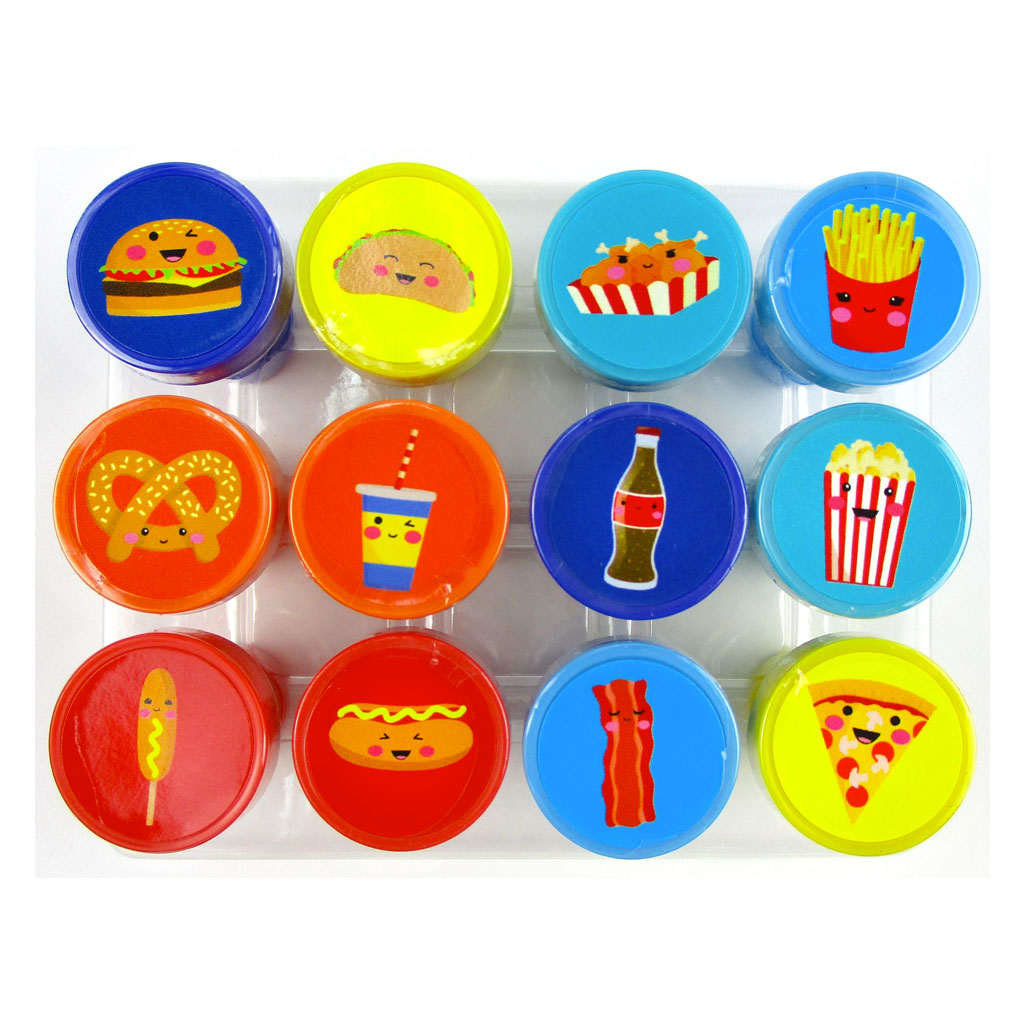 Cute Cartoon Food Stamp Kit For Kids - 12 Pcs
