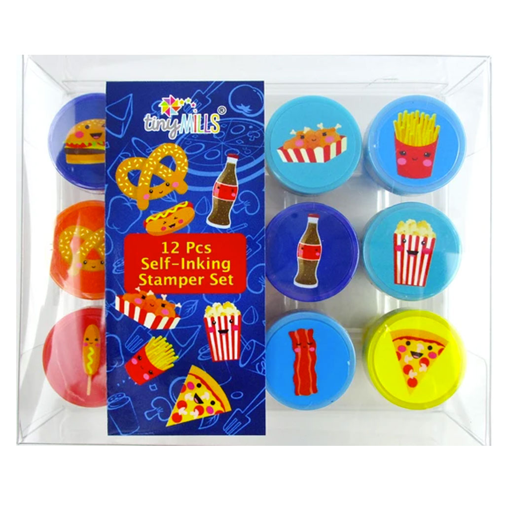 Cute Cartoon Food Stamp Kit For Kids - 12 Pcs