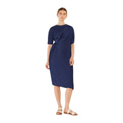 Pleated Dolman Sleeve Dress - D03bt_navy