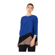 Pleated Horizontal Colorblock Tunic Top - D04mt_blue