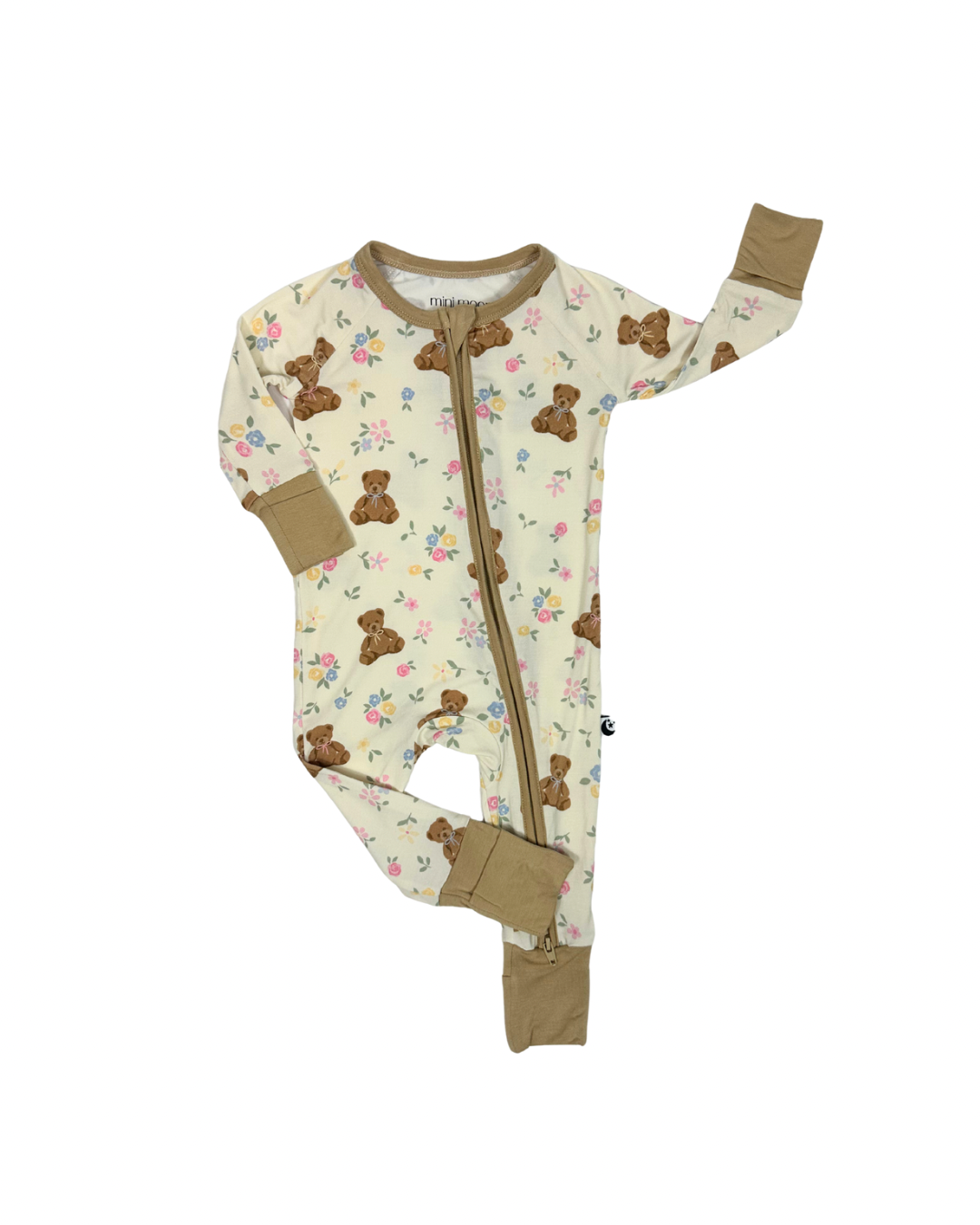 Teddy In Bloom - Zipper Footie Pajamas