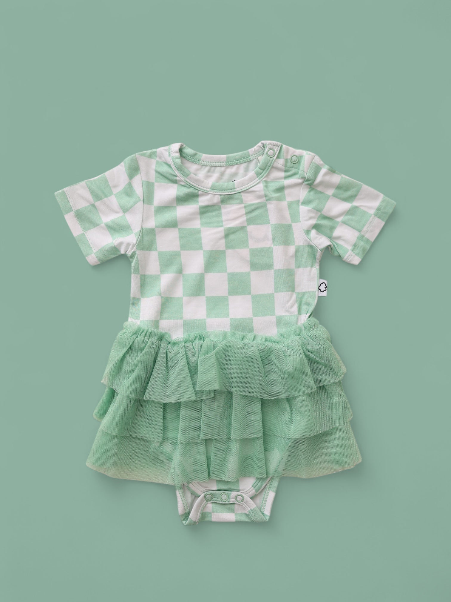 Mint Checkers Dream Tutu Bodysuit Dress