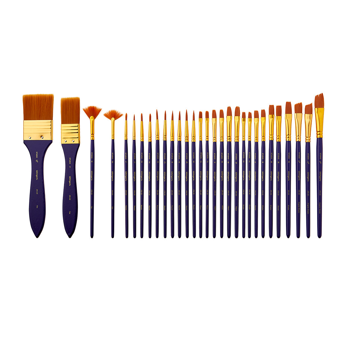Studio Mixed Media Gold Nylon Brush Set - 30 Pc