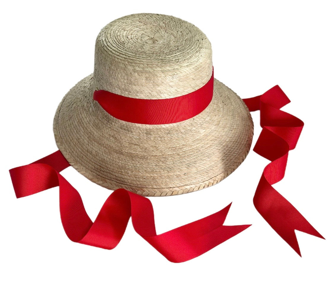 Palmetto Girl’s Hat - Long Red Grosgrain Ribbon