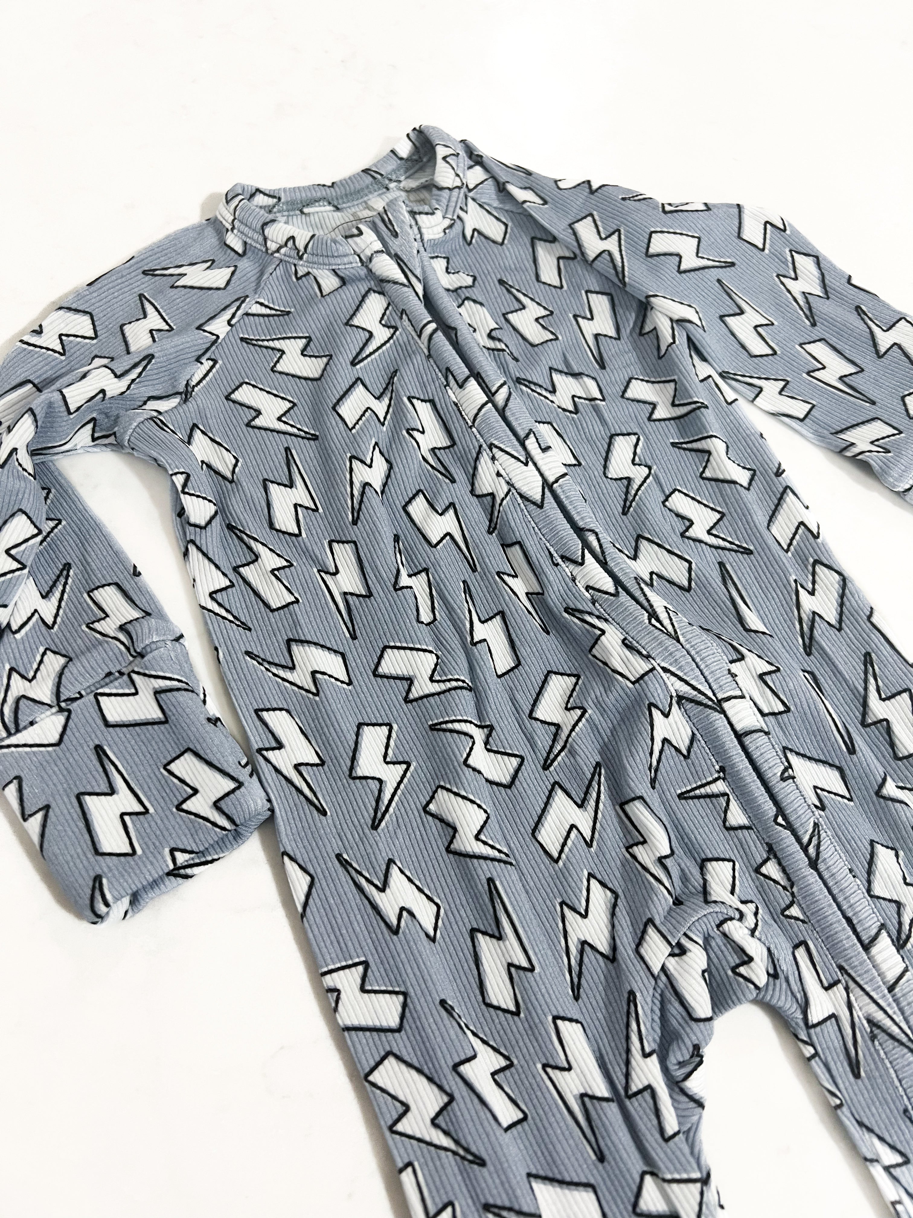 Blue Bolts | Zip Romper