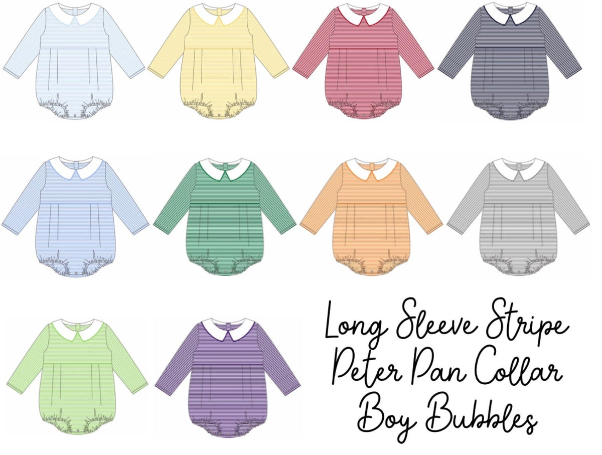 Knit Stripe Long Sleeve Peter Pan Collar Bubble - Boy