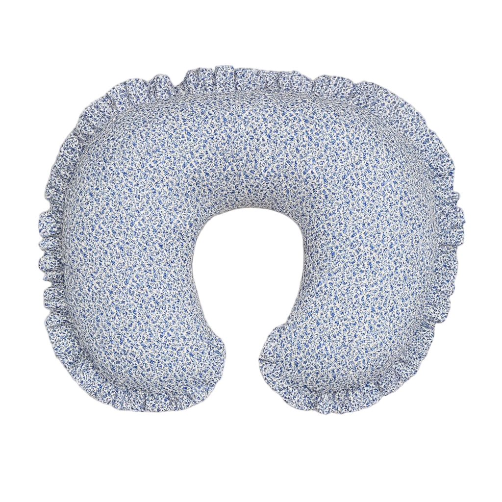 Blue Floral Ruffle Nursing Pillow Cover