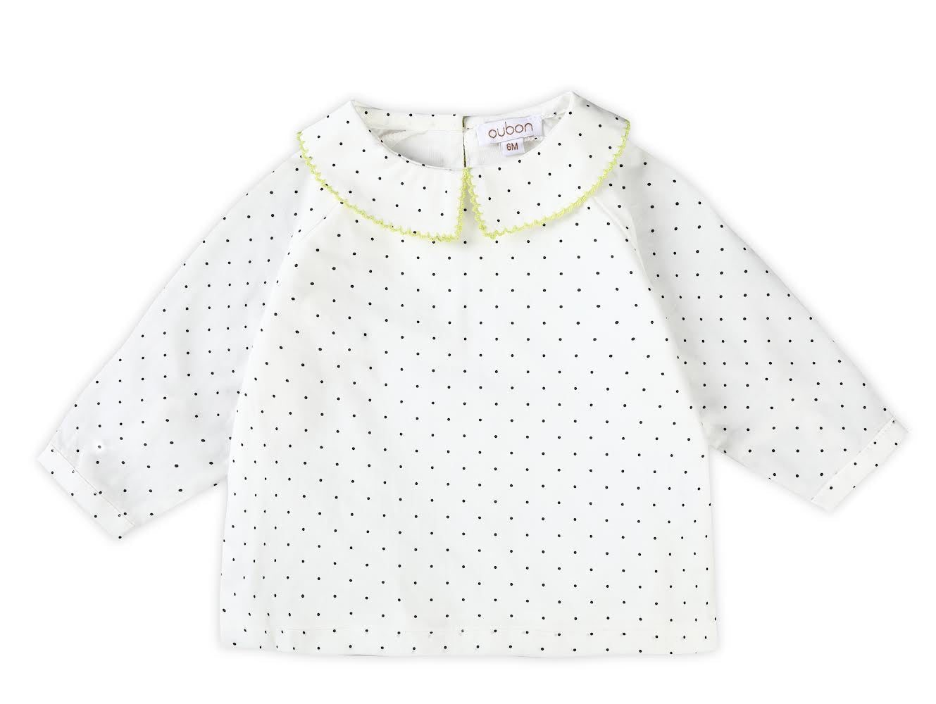 Black Dot Shirt With Lime Trim