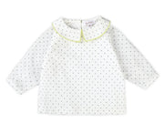 Black Dot Shirt With Lime Trim