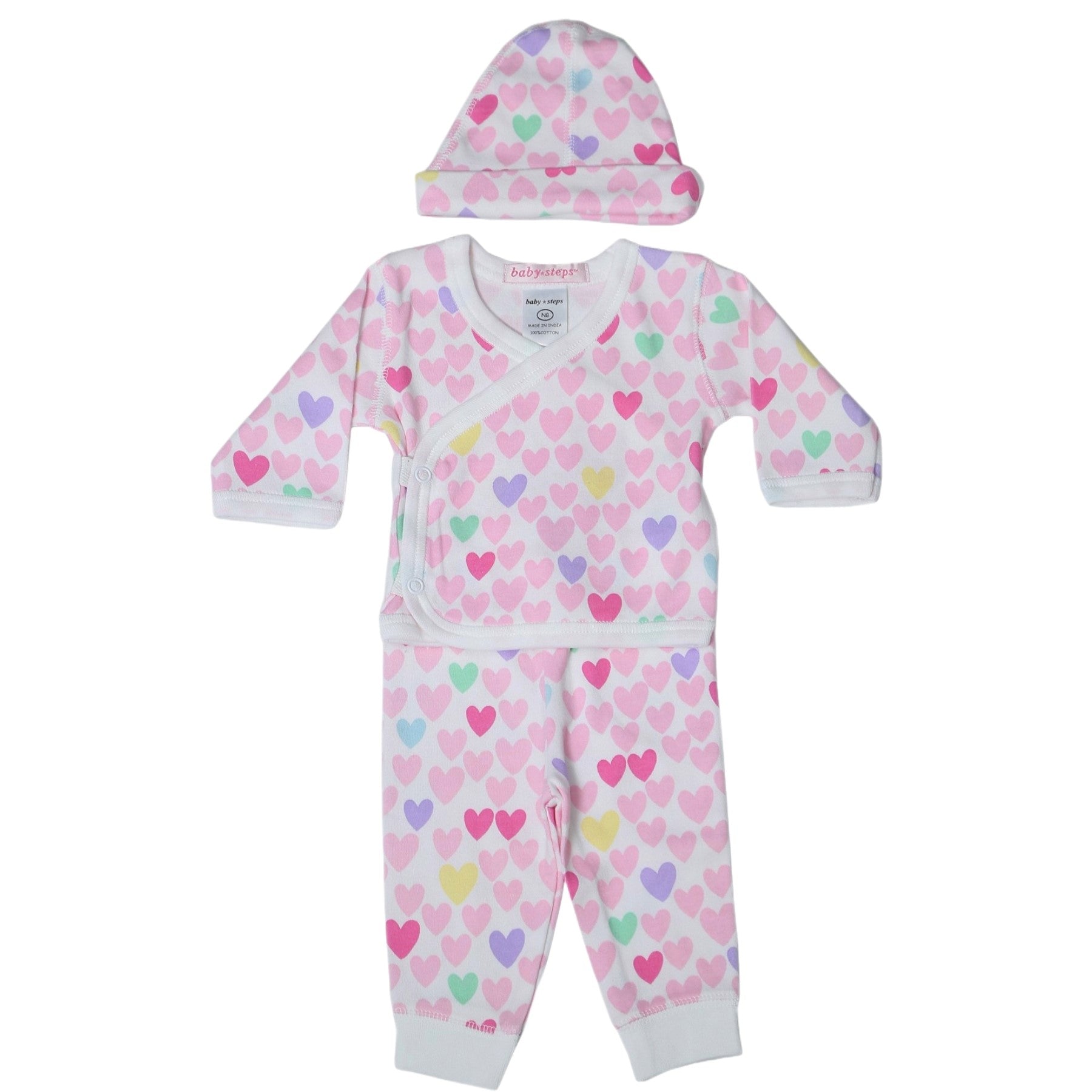 Baby 3 Piece Set - Pastel Hearts