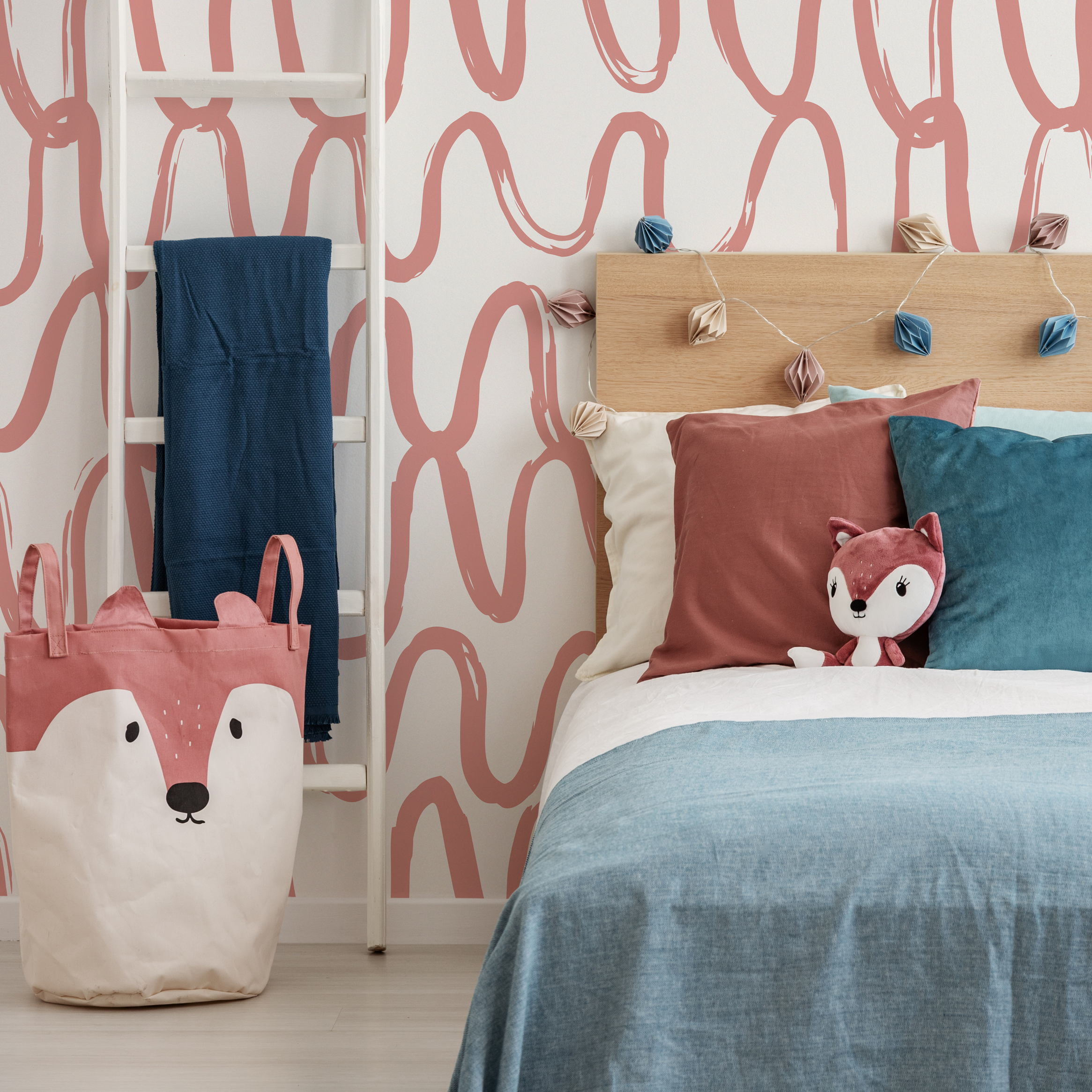 Abstract Wallpaper With Wavy Brushstroke Lines In Pink - D351