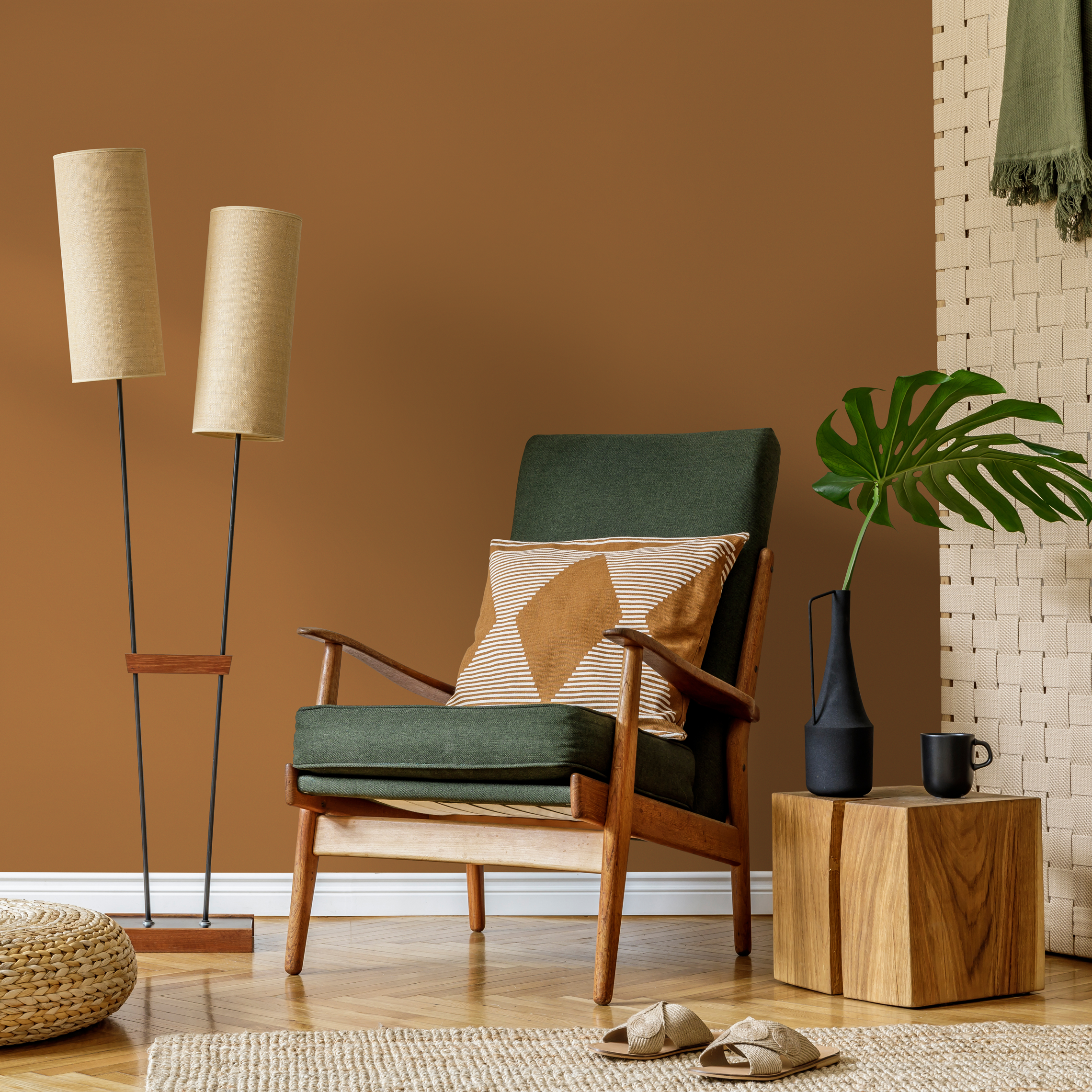 Solid Color Wallpaper In A Warm Earthy Tan - D417