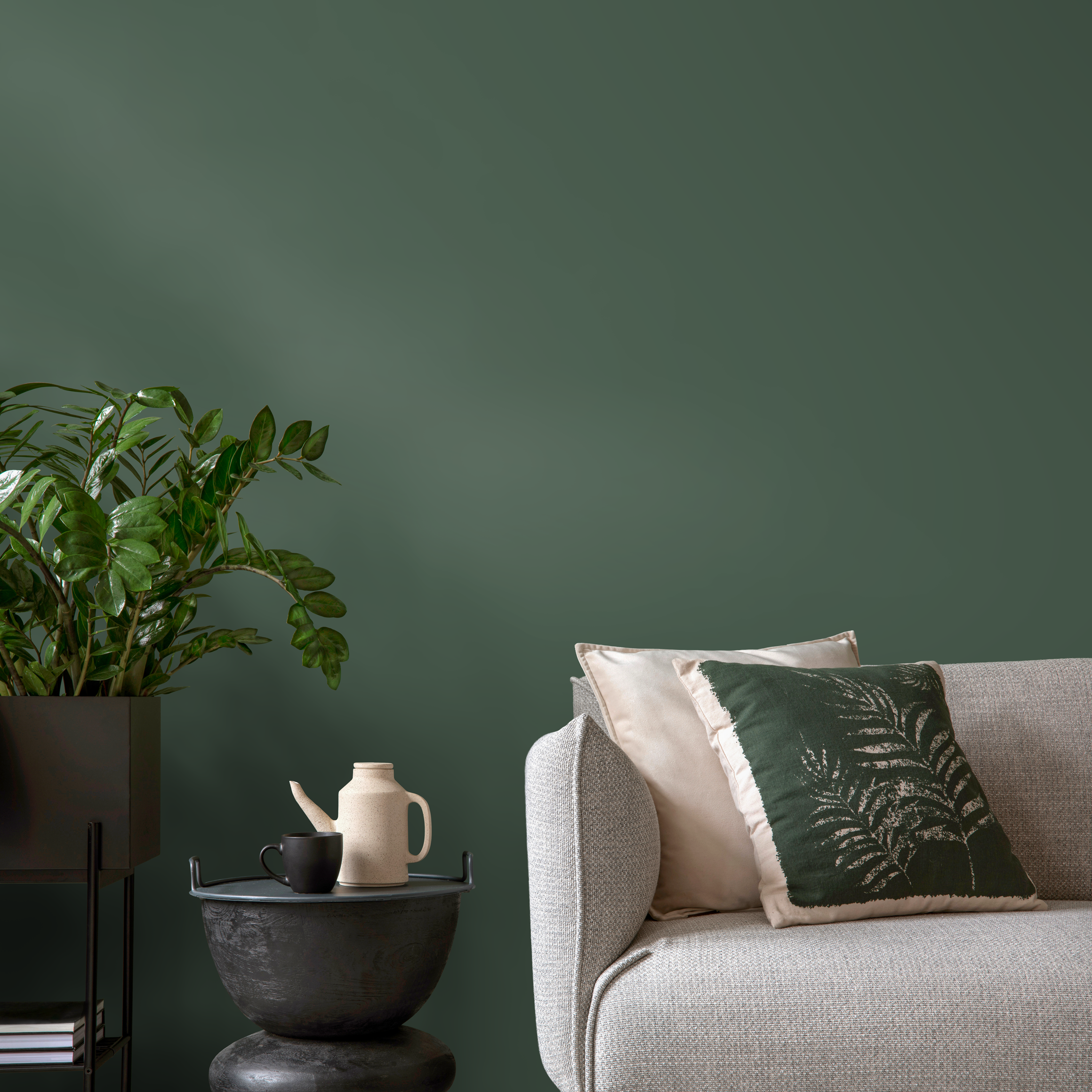 Minimalist Wallpaper In A Solid Dark Grayish Green - D434