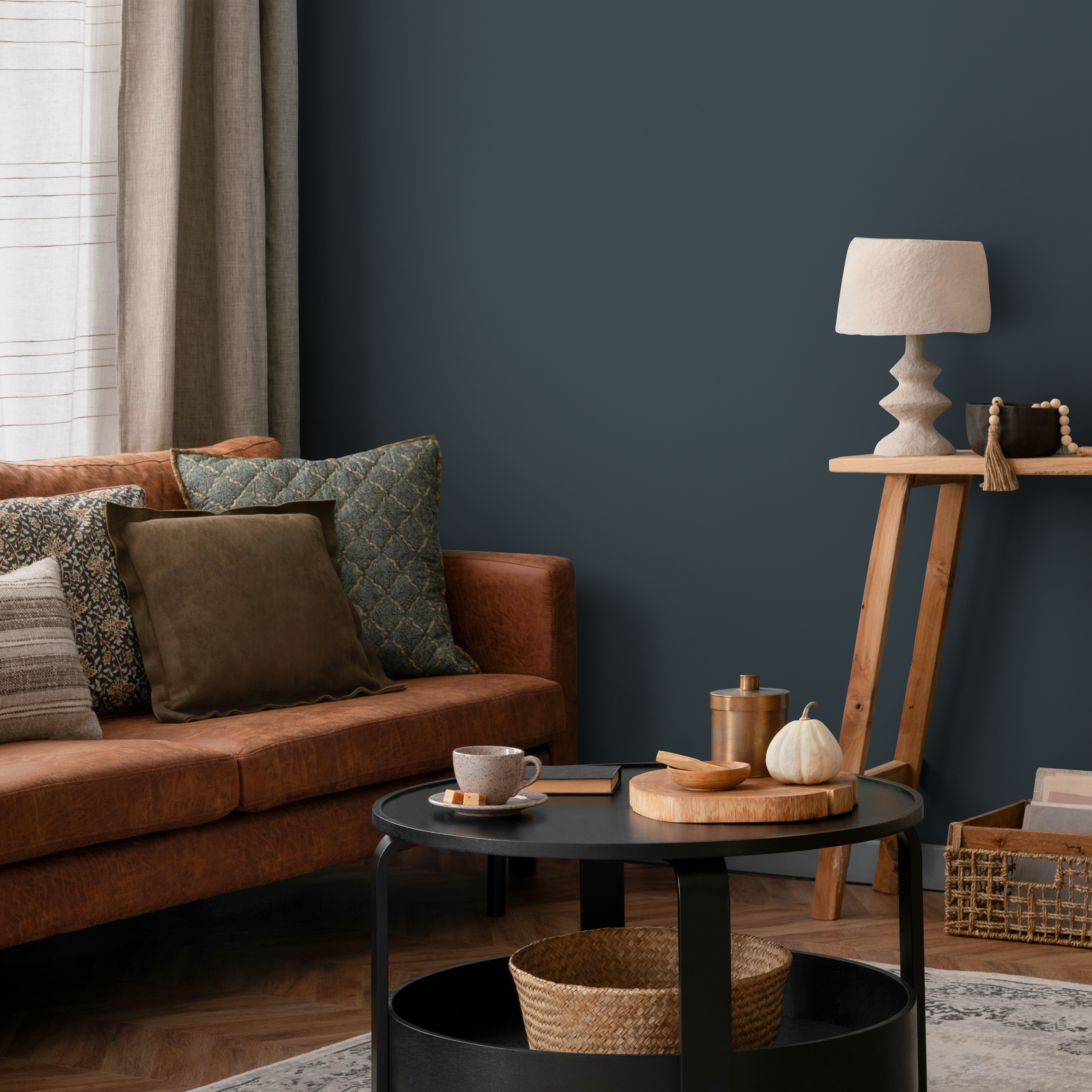 Solid Color Wallpaper In A Deep Hague Blue Tone - D445