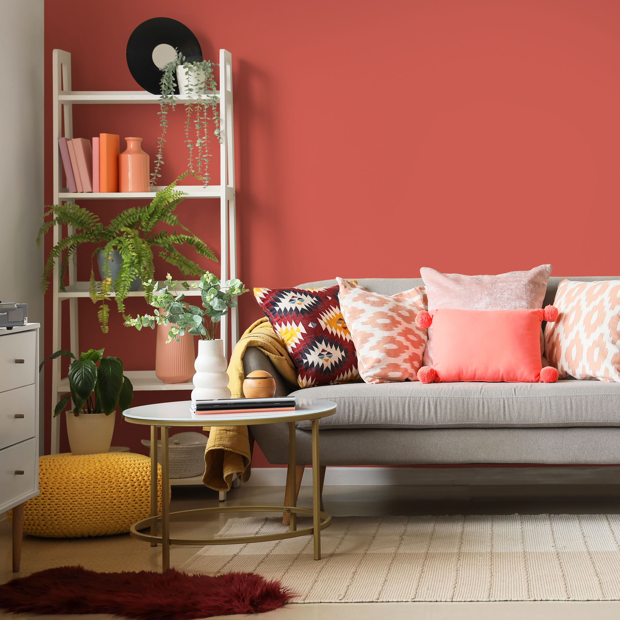 Solid Color Wallpaper In A Rich Indian Red - D462