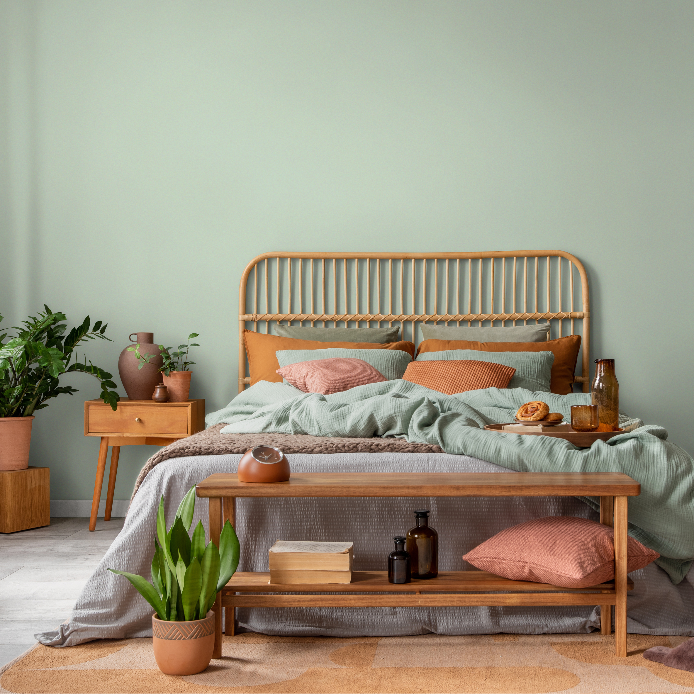 Solid Color Wallpaper With A Minimalist Aesthetic In Light Green - D467