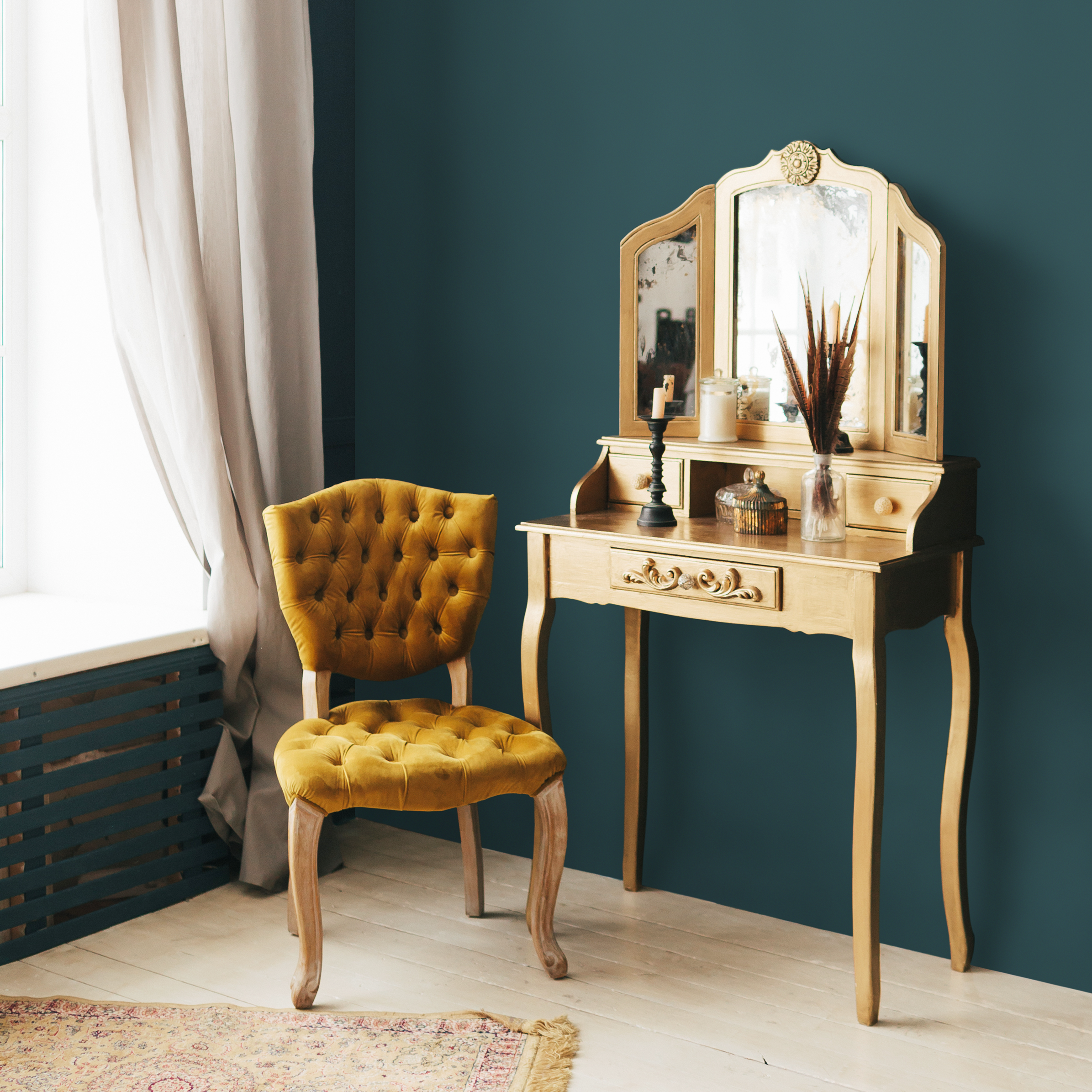 Solid Color Wallpaper With A Modern Minimalist Style In Dark Teal - D470