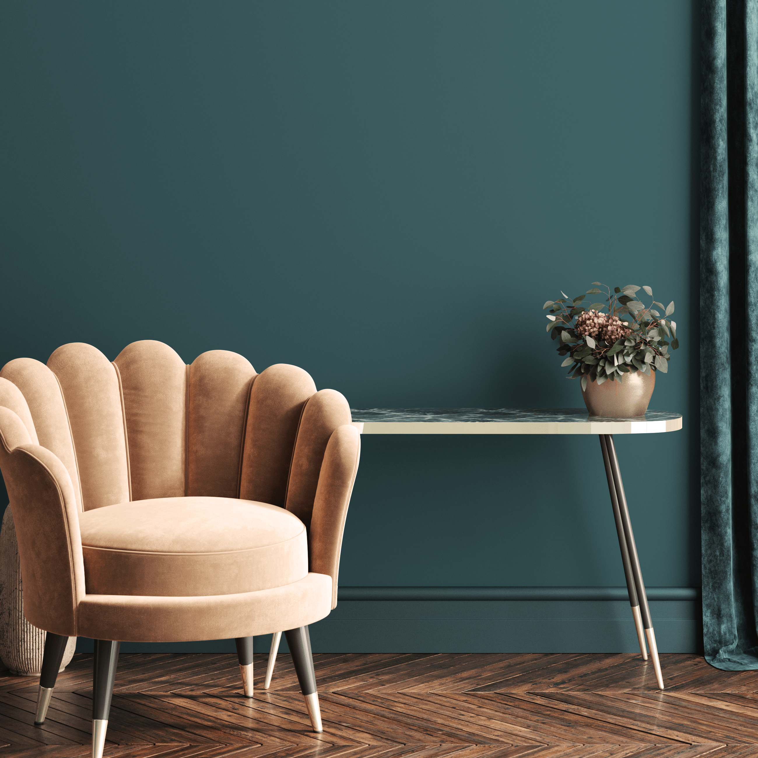 Solid Color Wallpaper With A Modern Minimalist Style In Dark Teal - D470