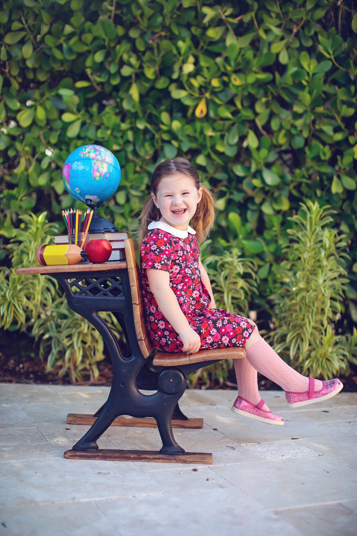 Retro Navy And Pink Flower Power Peter Pan Collar Dress