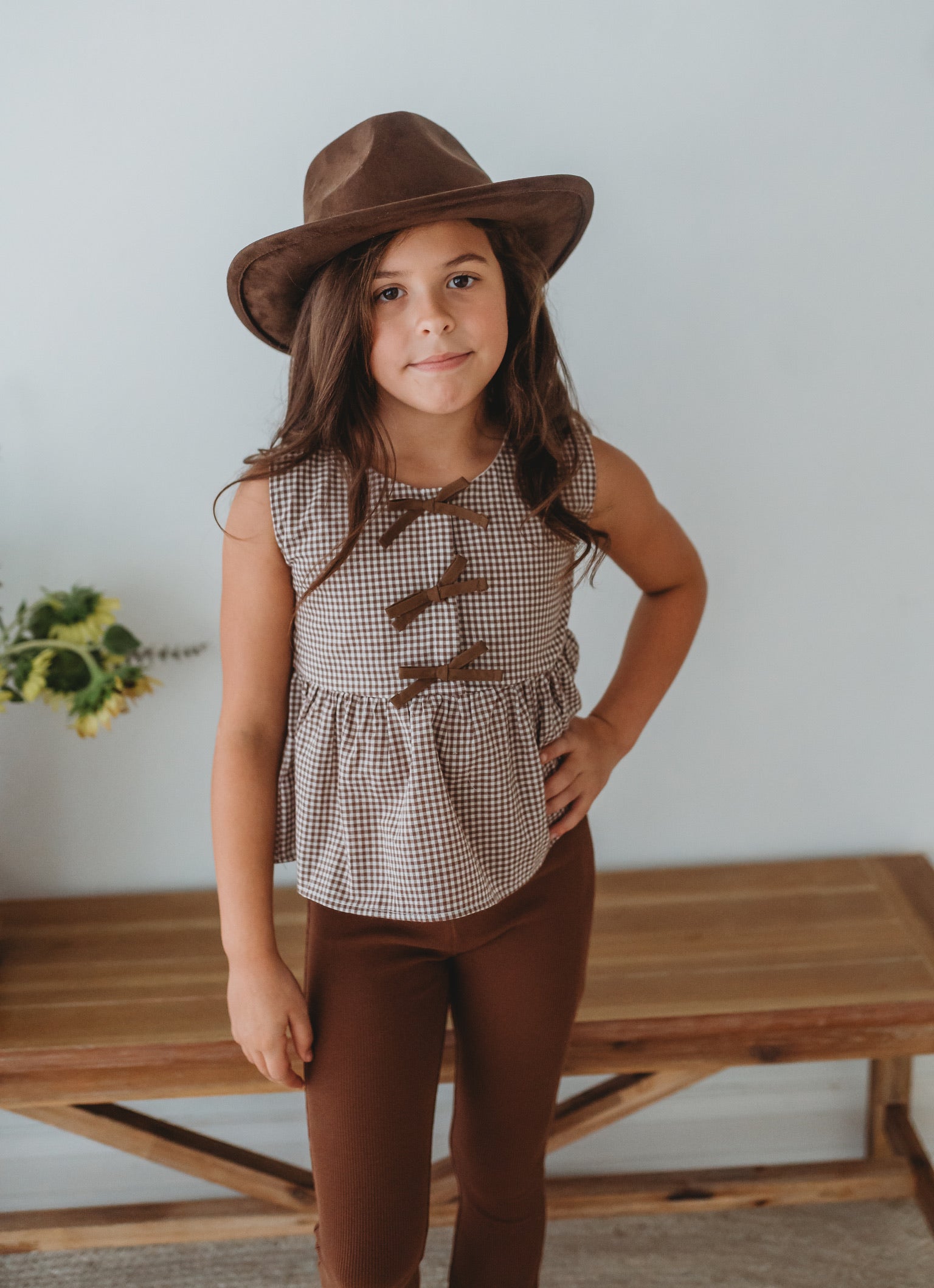 Chocolate Gingham Peplum