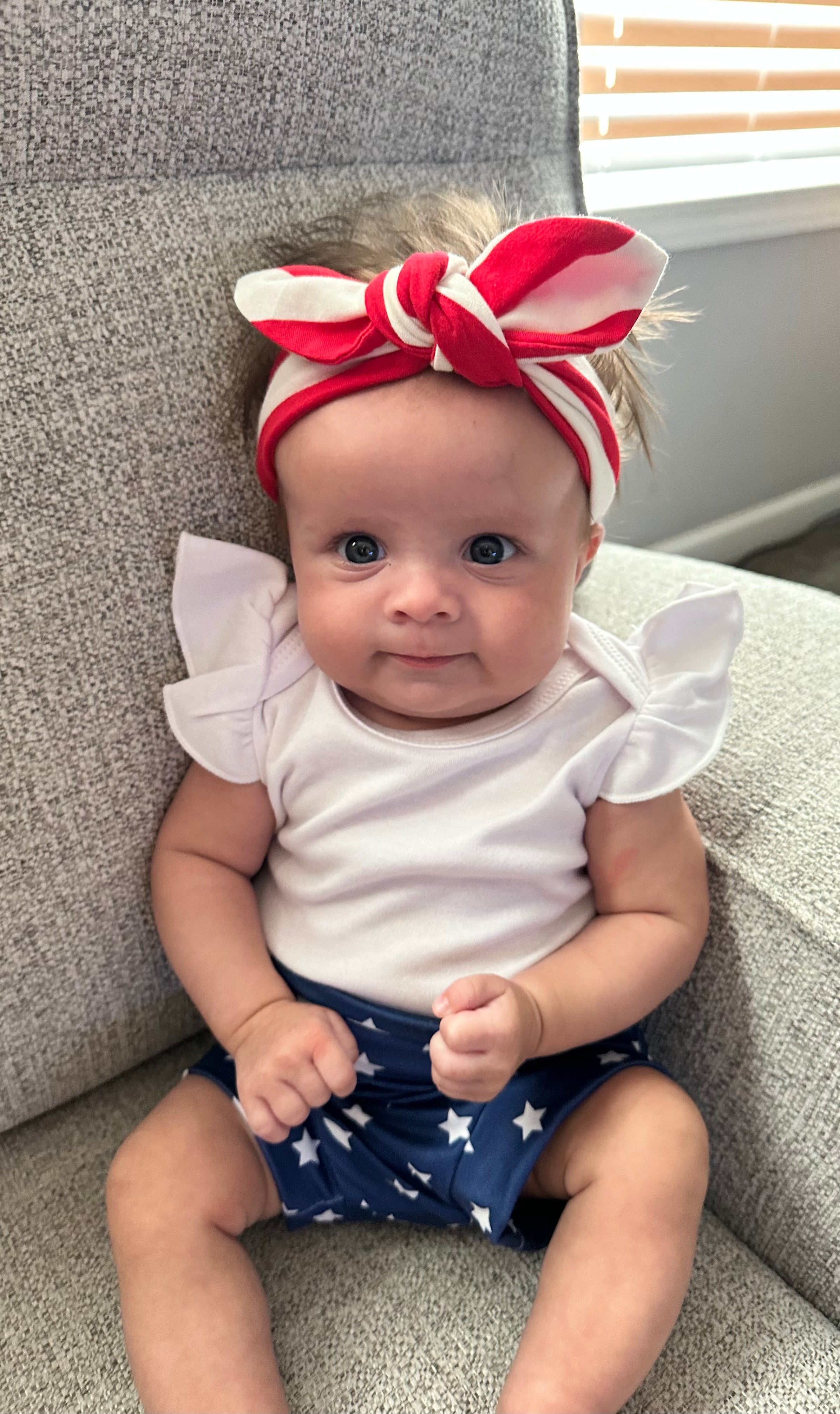 Navy Stars Bummies With Red/white Stripe Headband Set