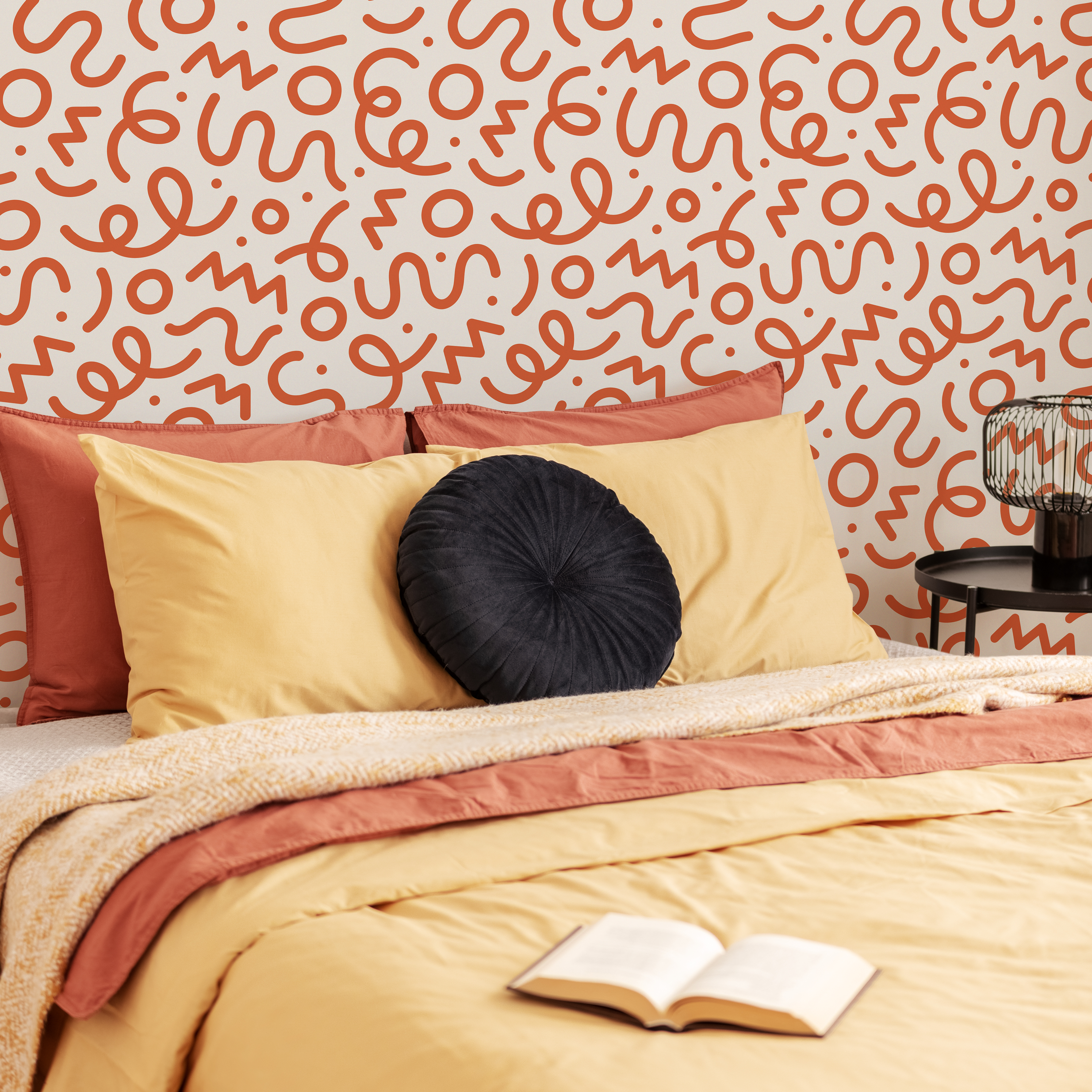 Abstract Wallpaper With Hand-drawn Squiggles In Red - D575