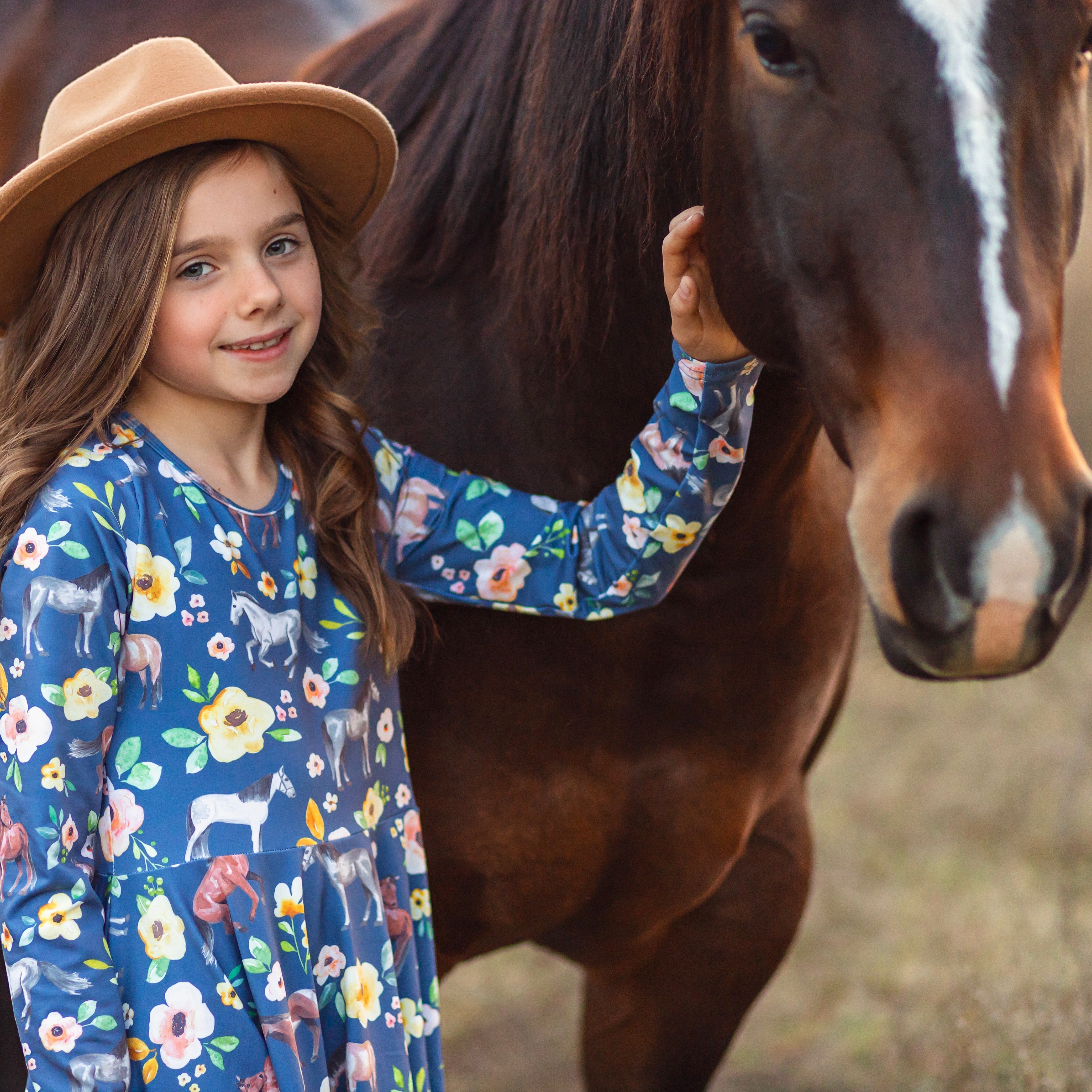 Horse Floral Twirl Dress