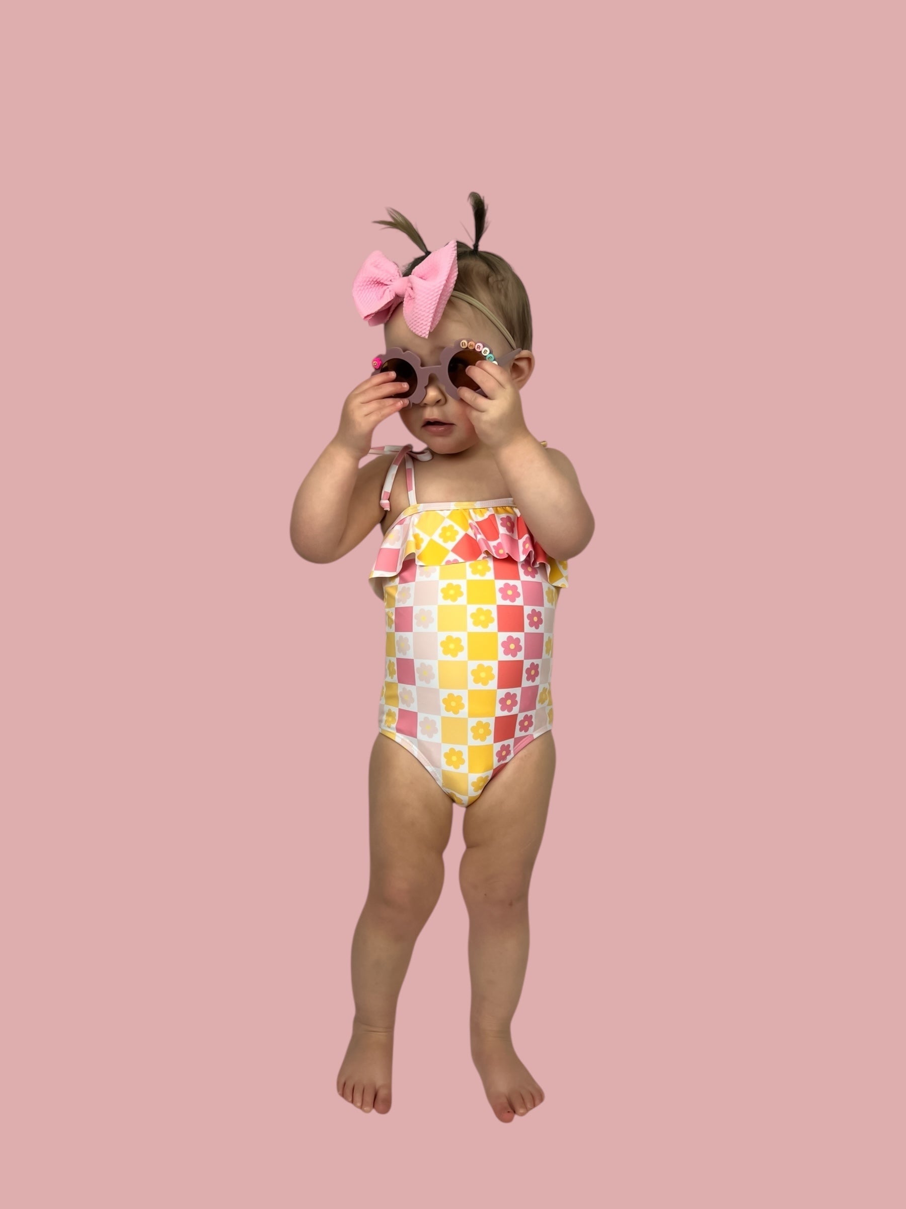 Summer Sunset Checkers Dream One Piece Swim Suit