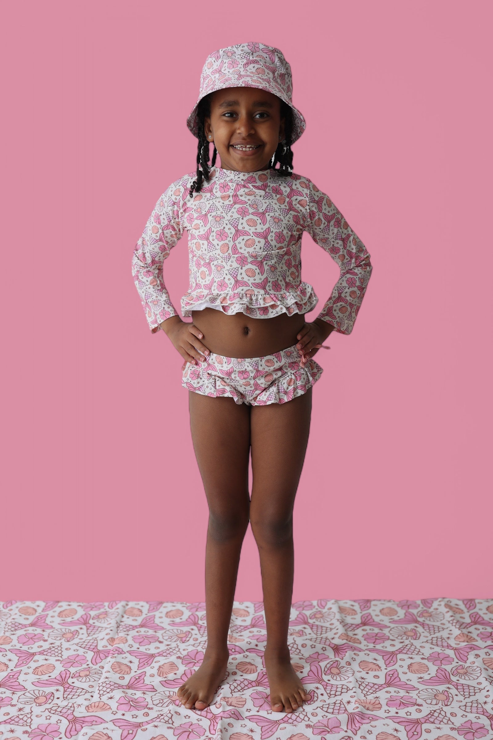 Magical Mermaid Dream Two-piece Rash Guard Ruffle Swim Suit