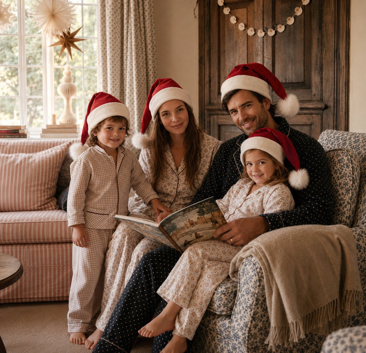 Adult Family Santa Hat, Cotton, Hemp, And Fur - Zero Plastic