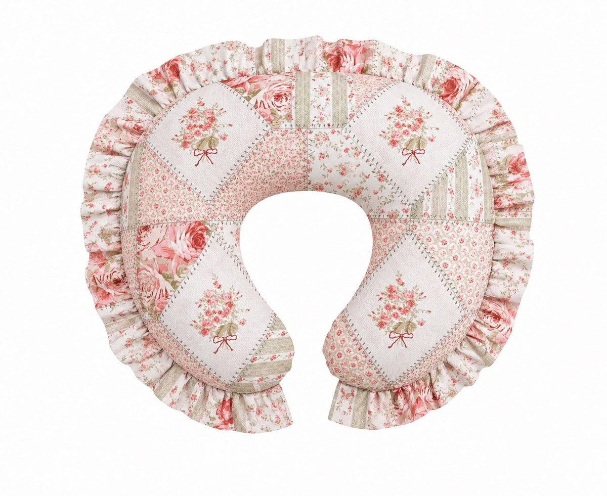 Pink Patchwork Ruffle Nursing Pillow Cover