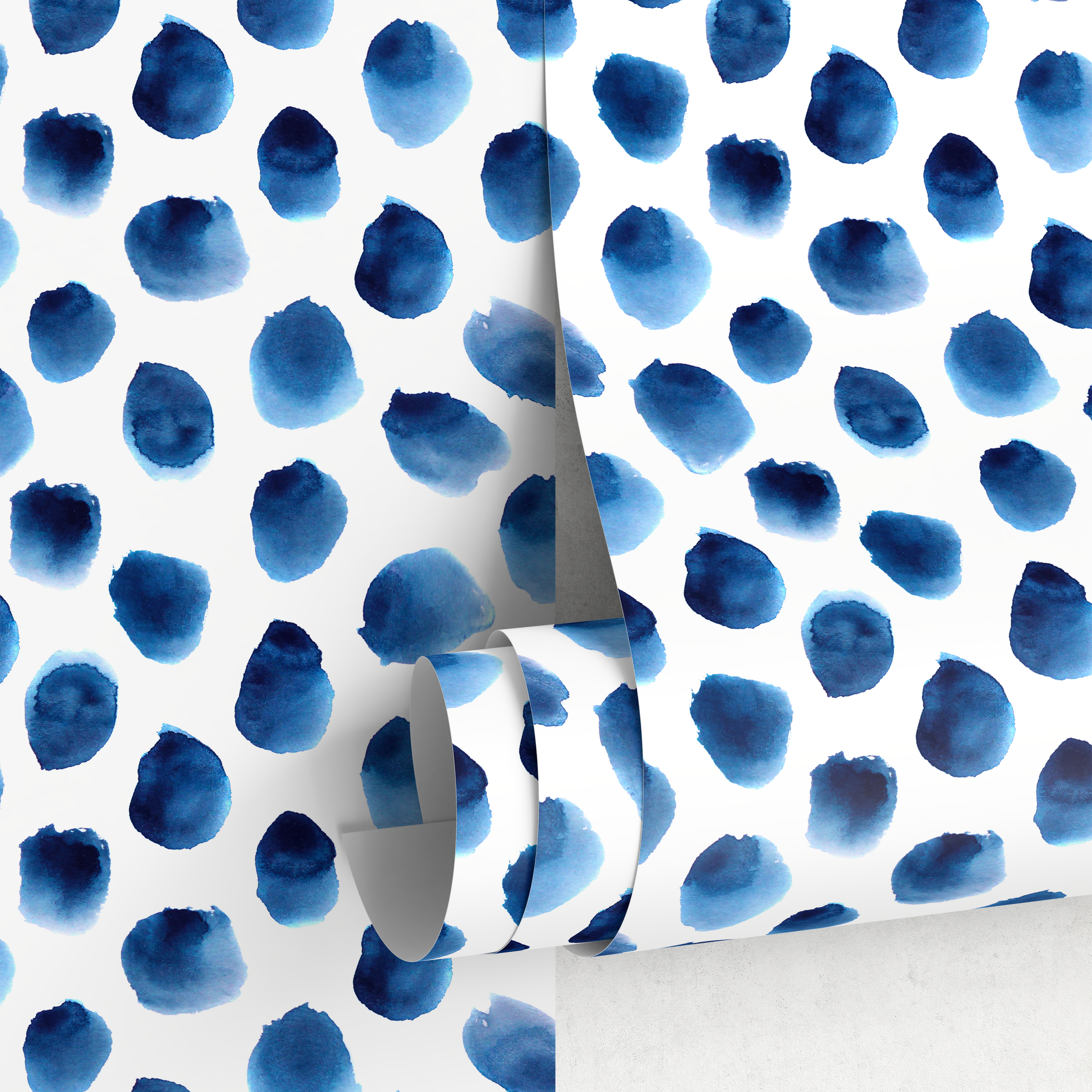 Watercolor Wallpaper Featuring Painted Dots In Blue - D934