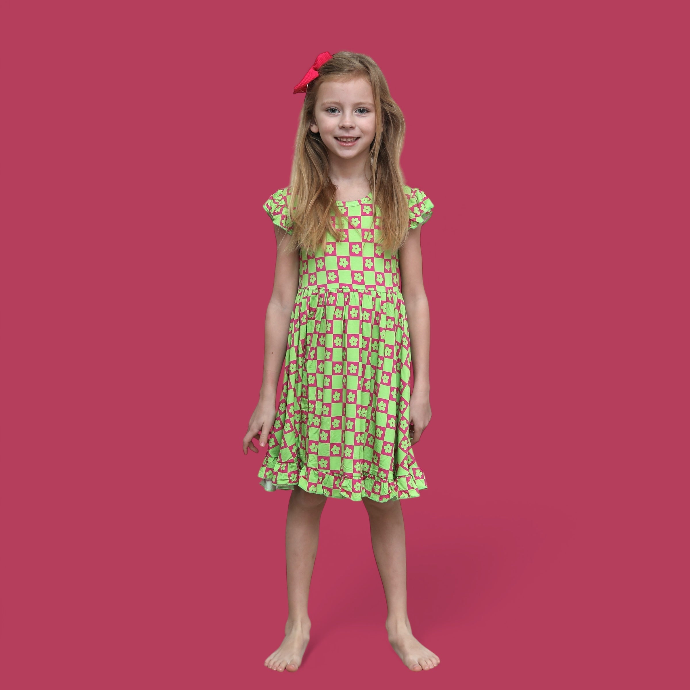Wild Daisy Checkers Dream Ruffle Dress