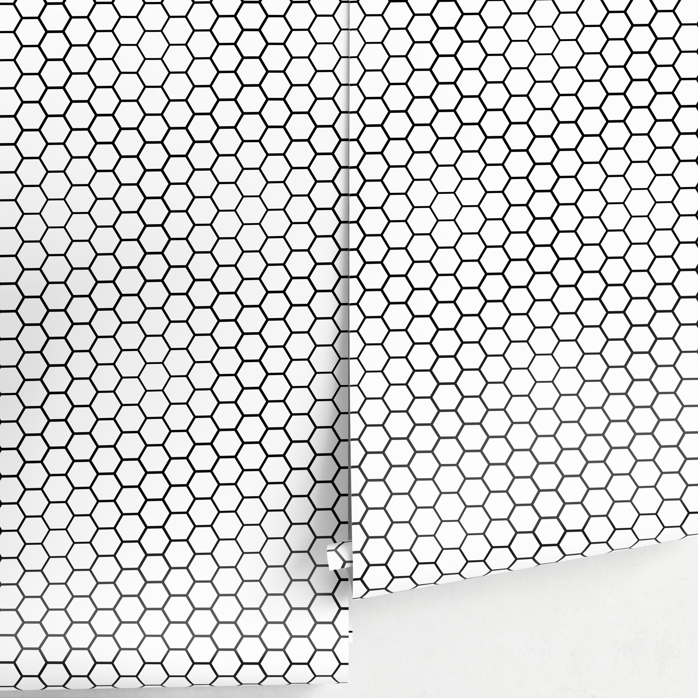 Geometric Wallpaper With A Honeycomb Tile Motif In Black And White - D975
