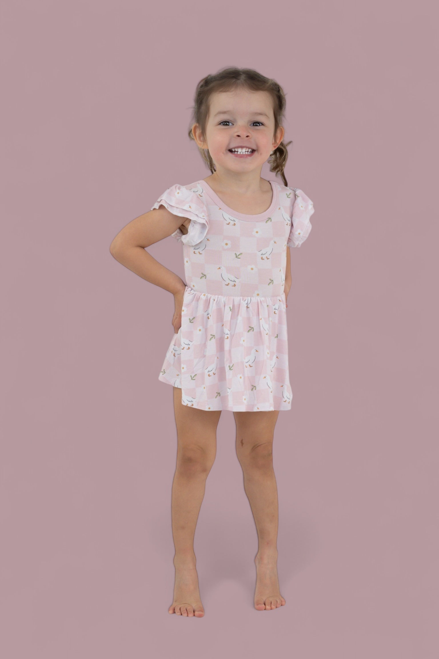 Exclusive Ducks And Daisies Dream Cap Sleeve Bodysuit Dress