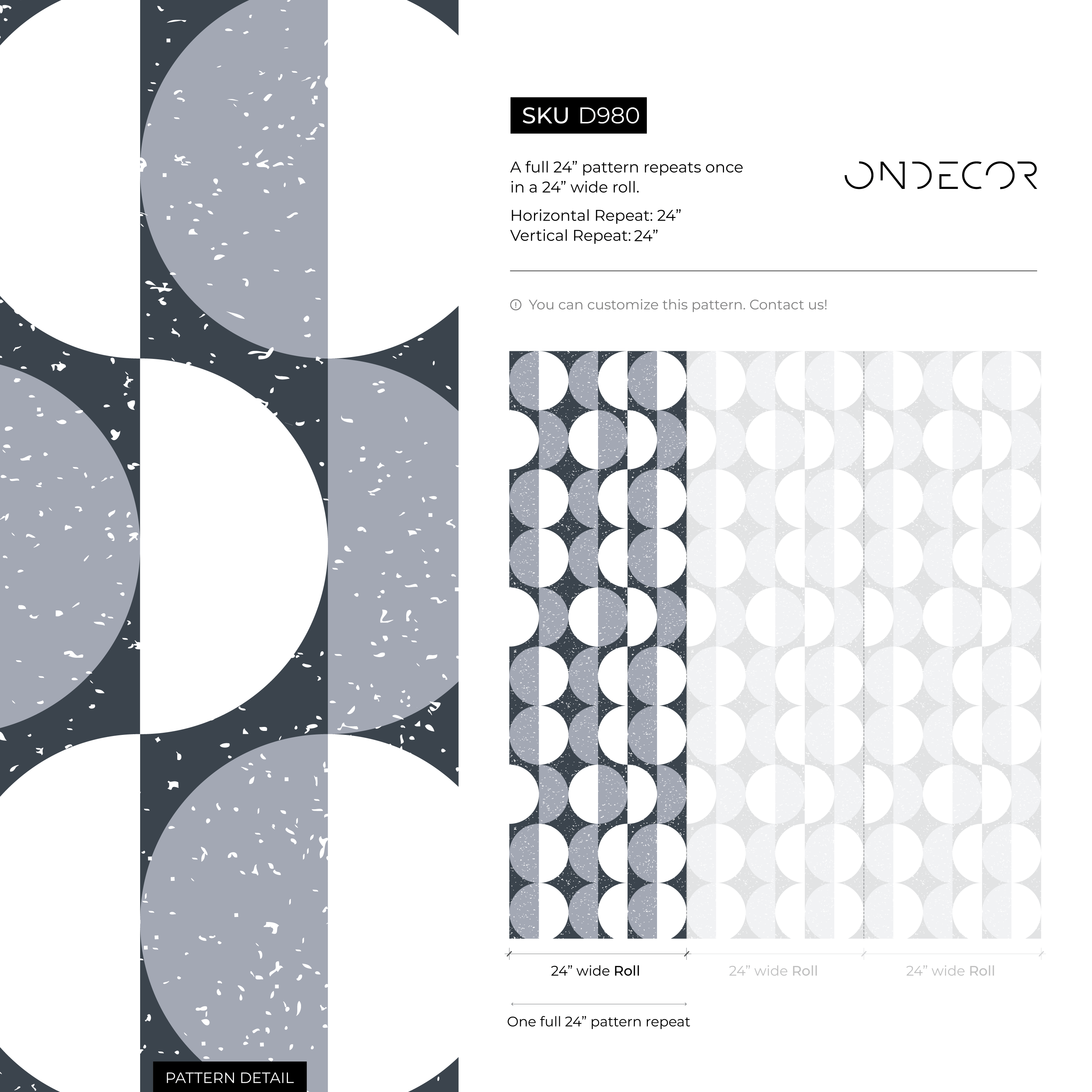 Geometric Wallpaper With A Scandinavian Circle Motif In Gray And White - D980