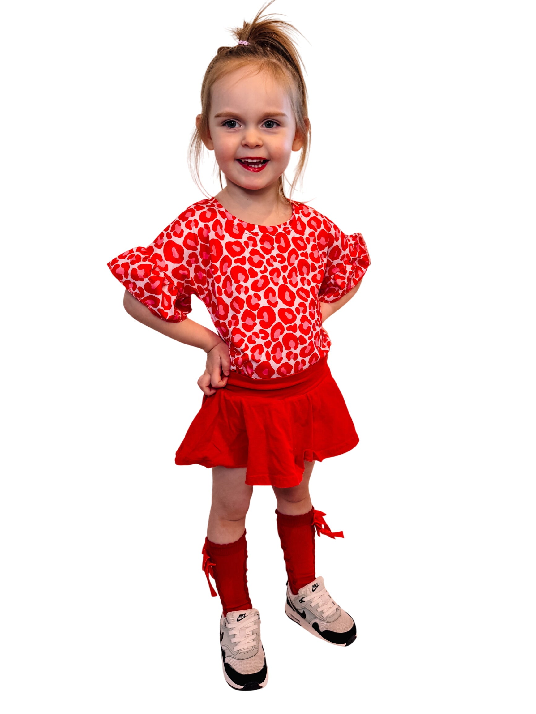 Red Leopard Ruffle Top