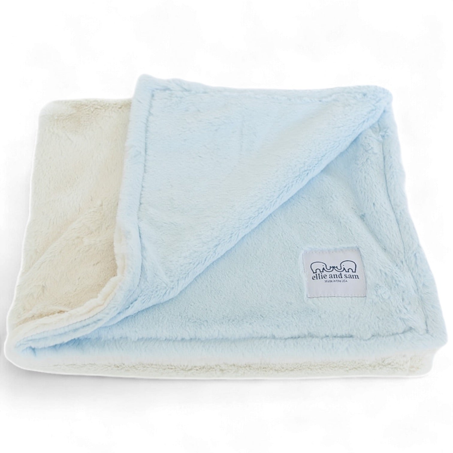 Luxury Duo Borderless Blanket - Blue/ivory
