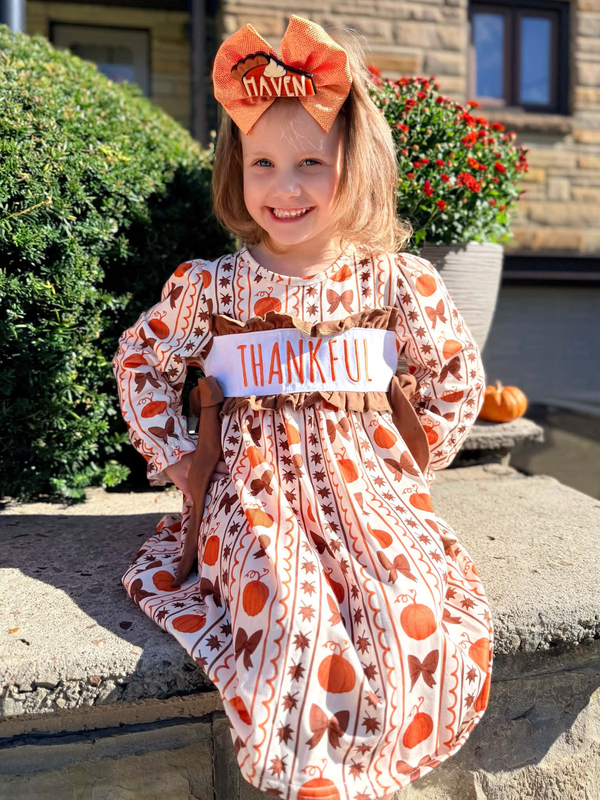 Thankful Pumpkin Bow - Dress