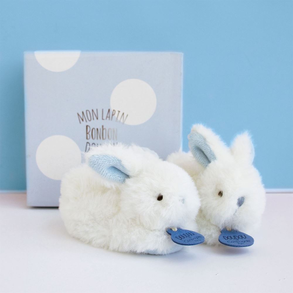 Blue Bunny Booties With Rattle