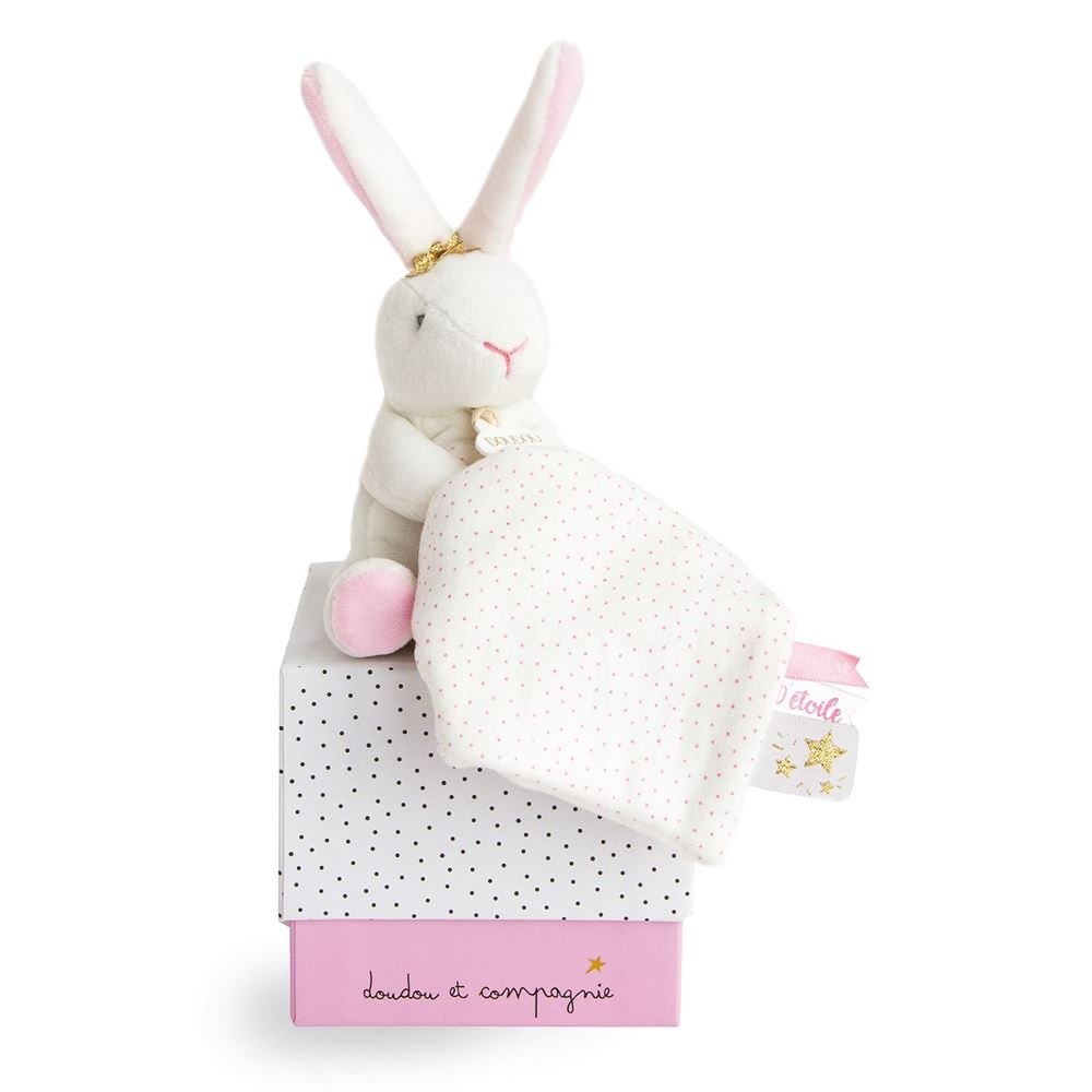 Star Pink Bunny Plush With Doudou Blanket