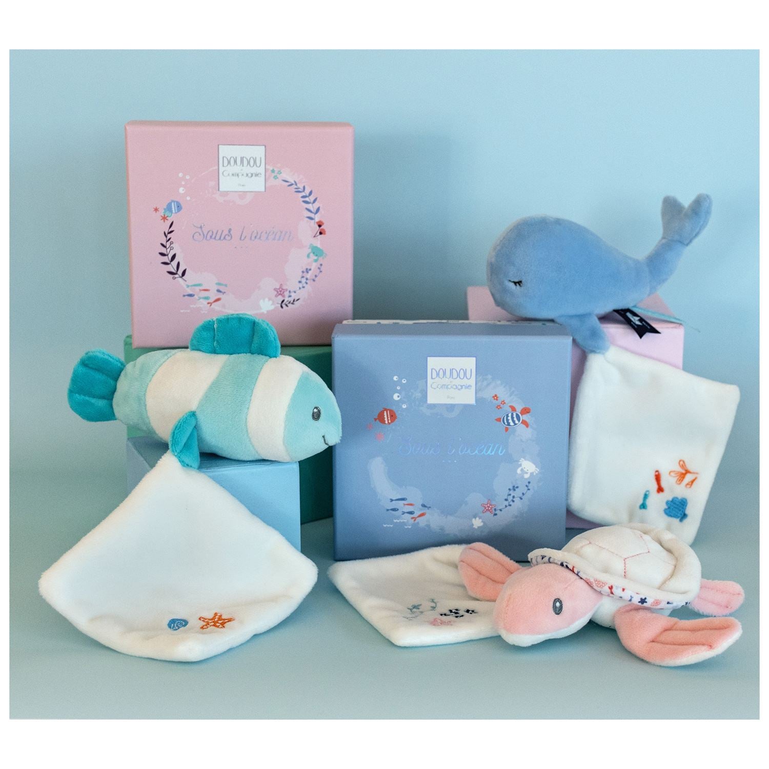 Under The Sea: Pink Turtle Plush With Doudou Blanket