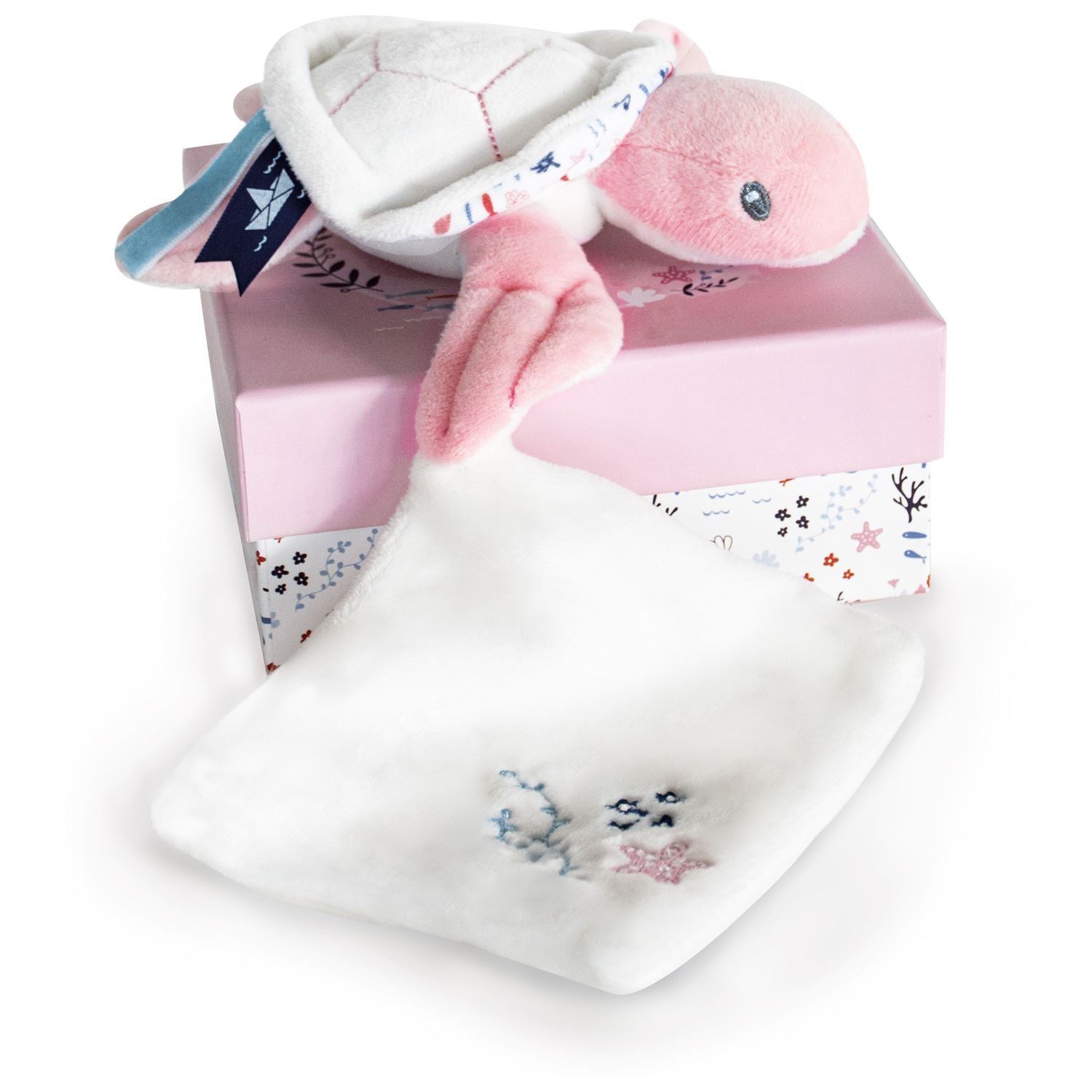 Under The Sea: Pink Turtle Plush With Doudou Blanket