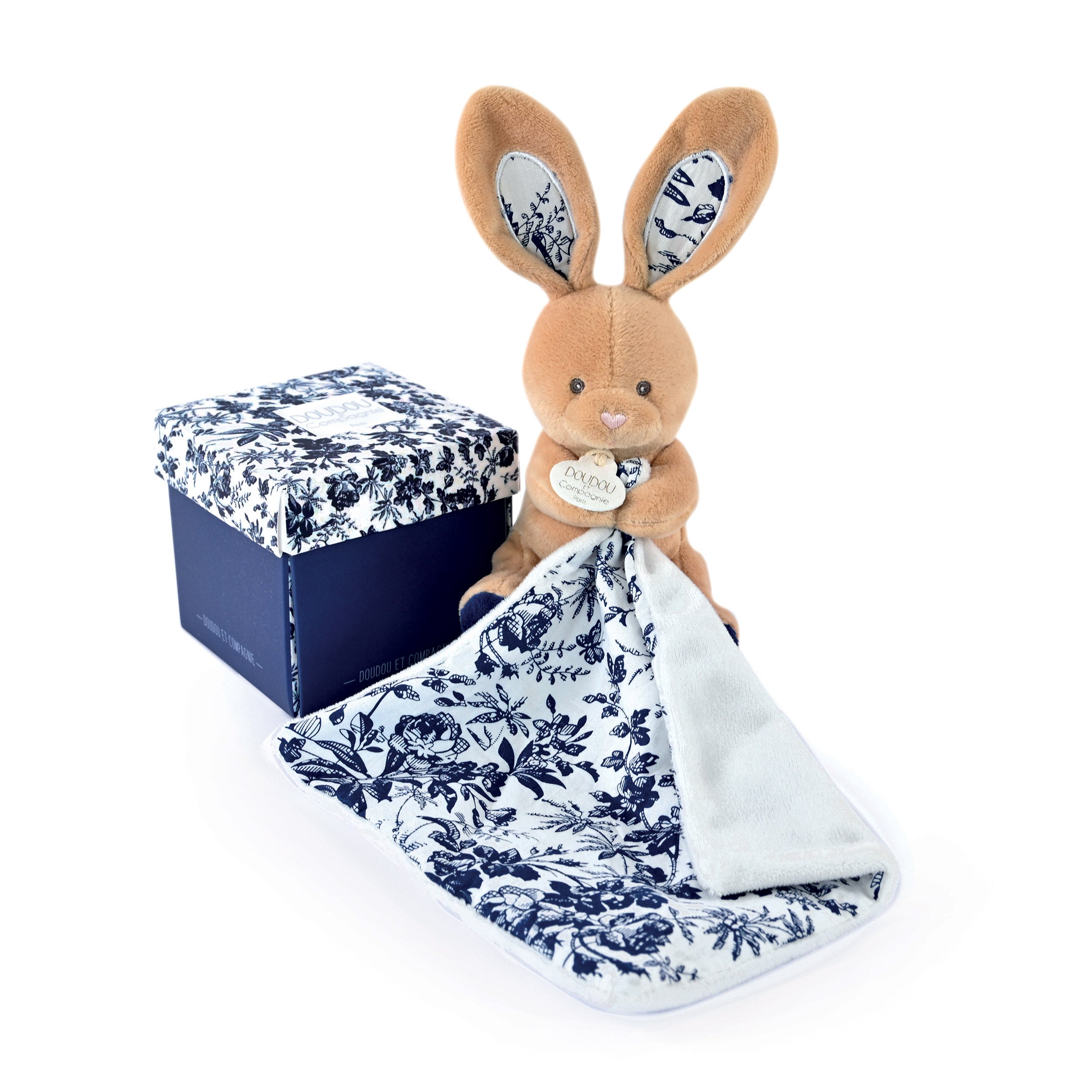 Boh'aime Navy Blue Bunny Puppet With Doudou