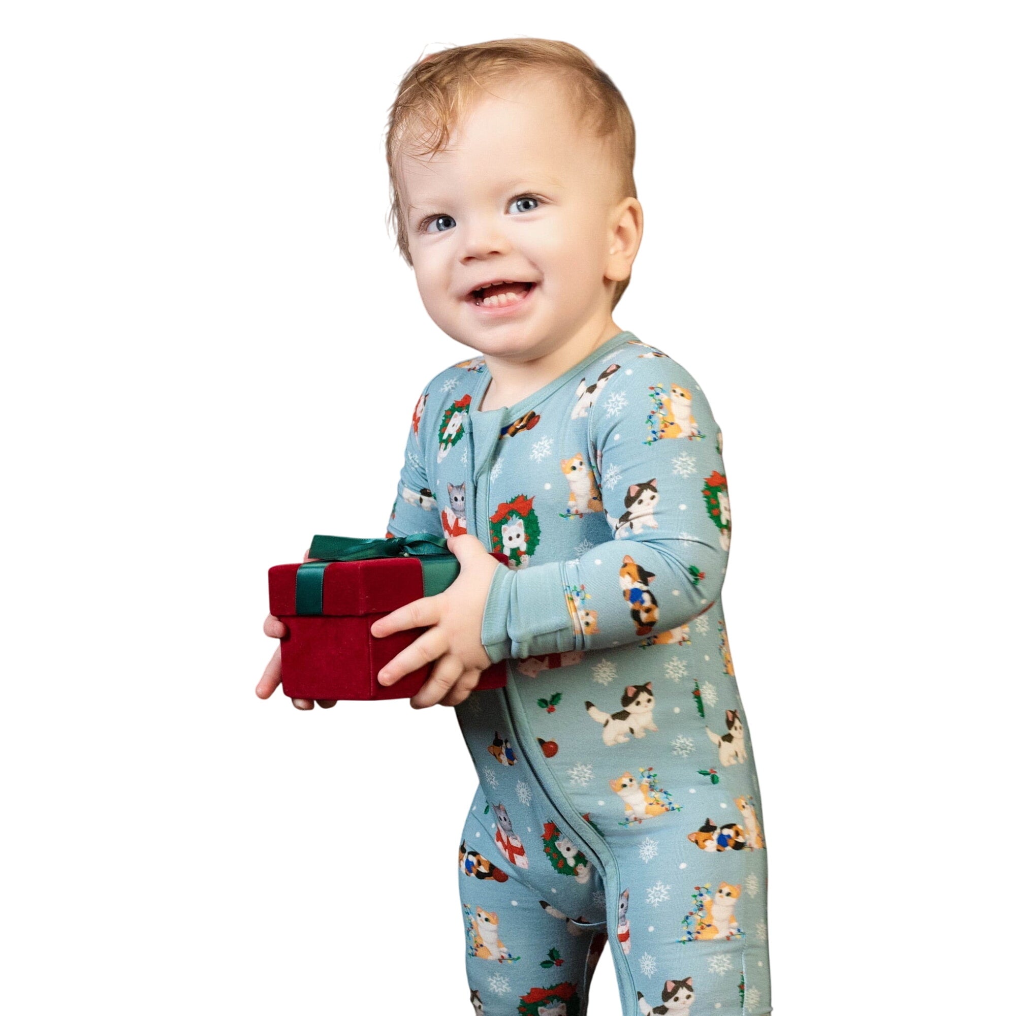 Whisker Wonderland Christmas Kittens Bamboo One Piece Zippy Pajamas