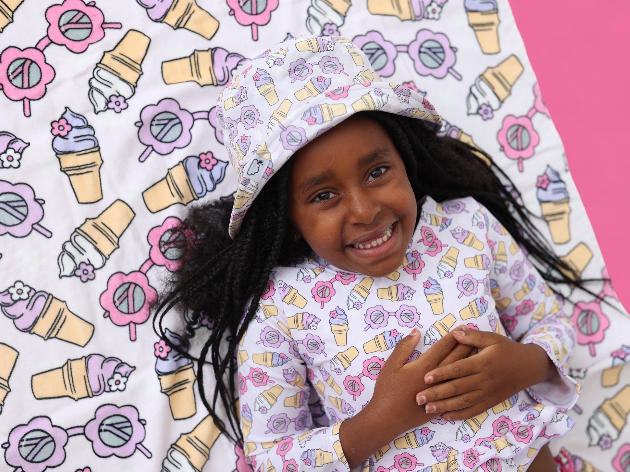 Sweet Summer Dream Rash Guard Ruffle Two-piece Swim Suit