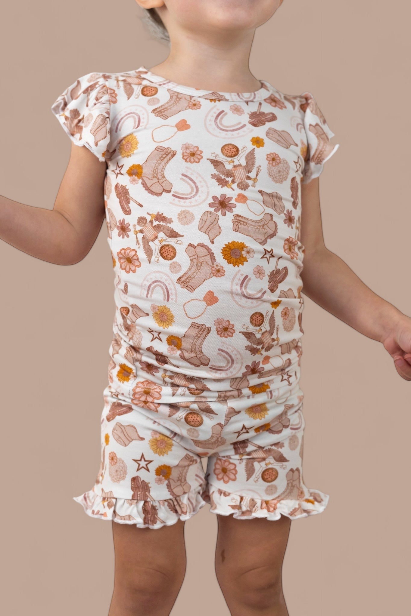 Flowers And Boots Dream Ruffle Short Set