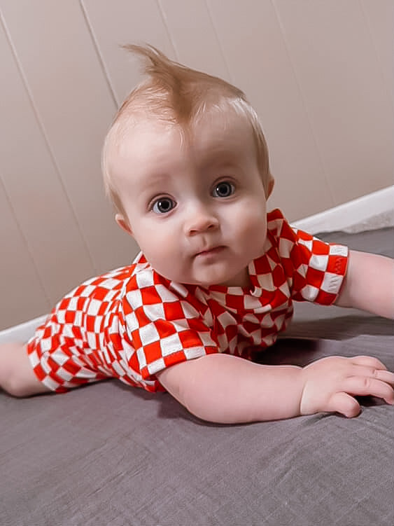 Orange Retro Checkered Summer Lounge Set