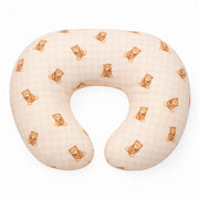 Beige Teddy Gingham Ruffle Nursing Pillow Cover