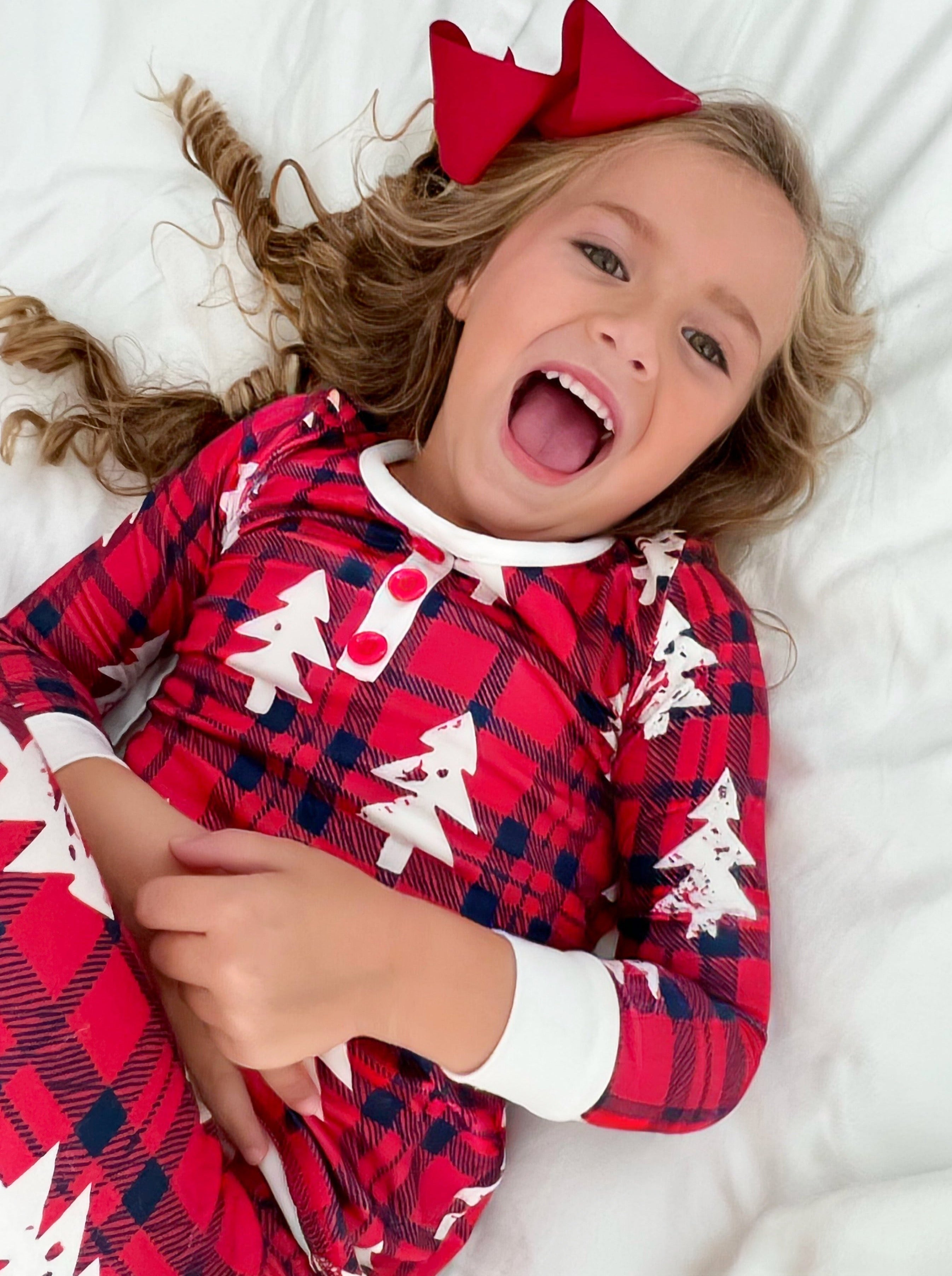 Mommy And Me Plaid Present Pajama Set